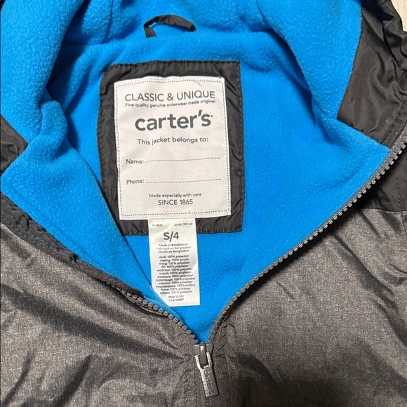 Carter’s Kids Gray and Black Hooded Jacket size S/4 - Picture 3 of 6